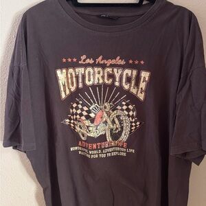 SHEIN Adventure Life Motorcycle Tee - Charcoal